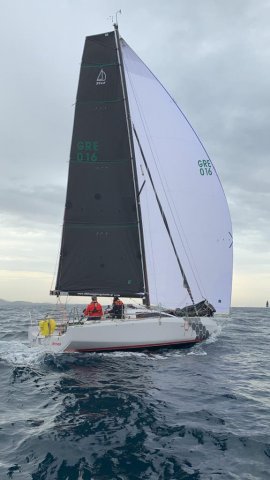 Team Aether GRE 016 offshore sailing team going fast